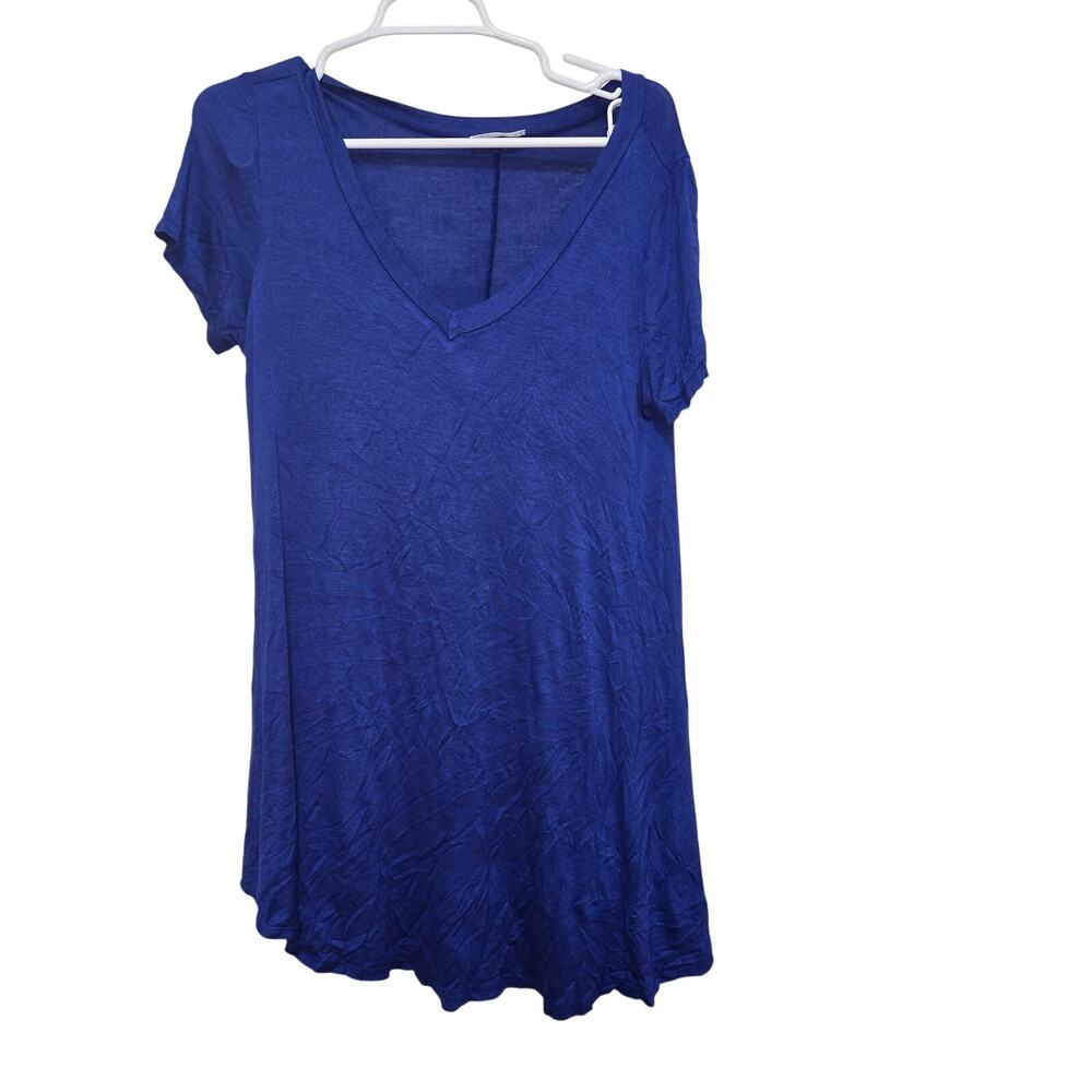 Frumos Blue V Neck Swing Tunic Dress M Made USA